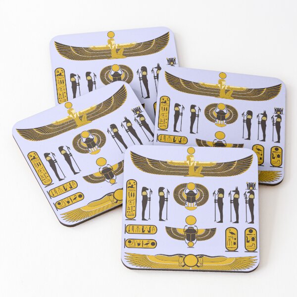 Item preview, Golden Egyptian Mythology Symbols - Winged Isis and Scarab Art designed and sold by ShabanMerch.