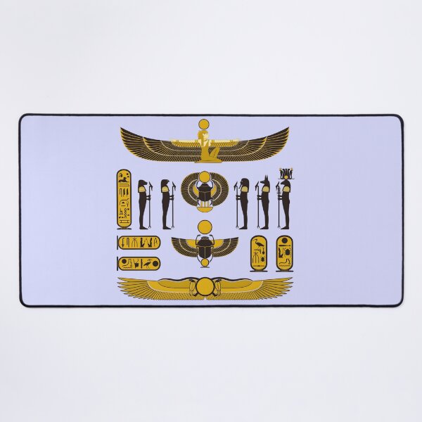 Item preview, Golden Egyptian Mythology Symbols - Winged Isis and Scarab Art designed and sold by ShabanMerch⭐⭐⭐.