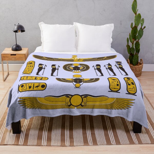 Item preview, Golden Egyptian Mythology Symbols - Winged Isis and Scarab Art designed and sold by ShabanMerch⭐⭐⭐.