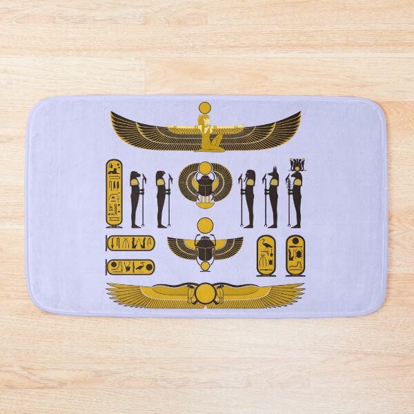 Item preview, Golden Egyptian Mythology Symbols - Winged Isis and Scarab Art designed and sold by ShabanMerch⭐⭐⭐.