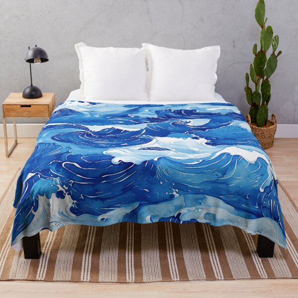Item preview, Japanese-Inspired Ocean Waves In Cool, Calming Blue designed and sold by DEC02.