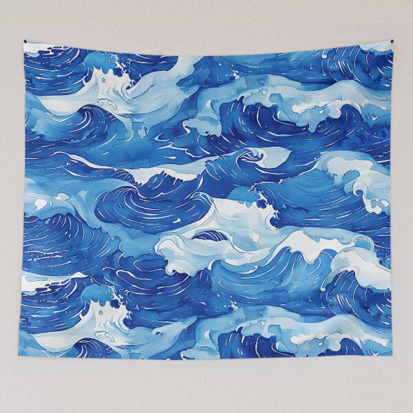 Item preview, Japanese-Inspired Ocean Waves In Cool, Calming Blue  designed and sold by DEC02.