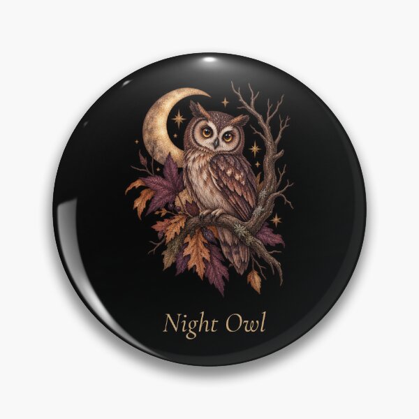 Item preview, Night Owl Crescent Moon Autumn Art designed and sold by mycute-stickers.