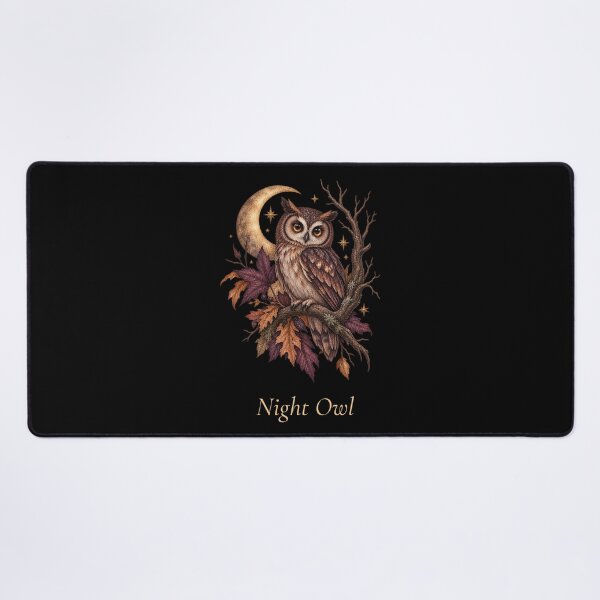 Item preview, Night Owl Crescent Moon Autumn Art designed and sold by mycute-stickers.