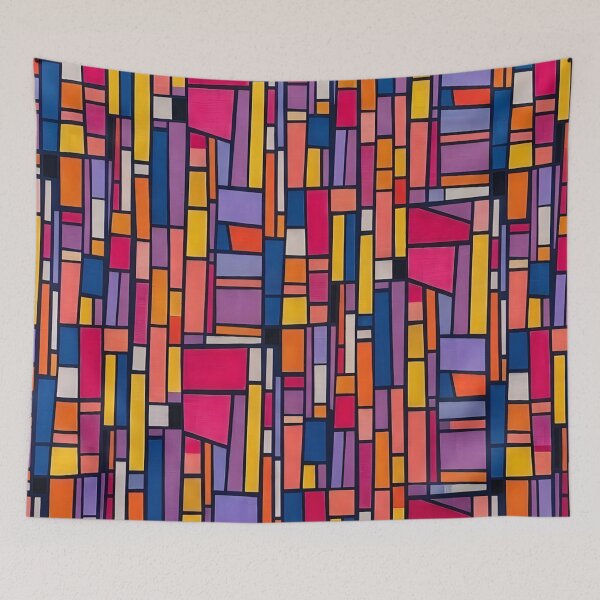 Item preview, Mid-Century Modern Geometric Stained Glass Block Pattern designed and sold by Maddie4Real.
