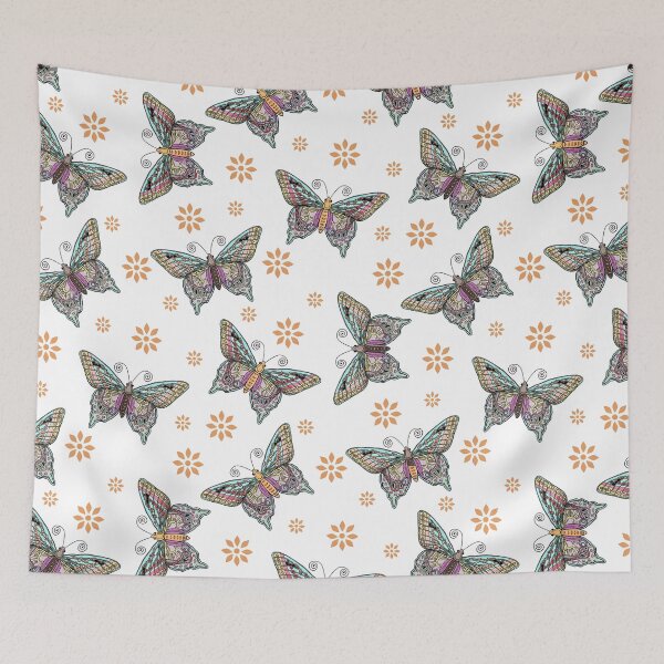 Item preview, Boho Butterfly Repeat Pattern in Pastel and Orange designed and sold by altastudio.