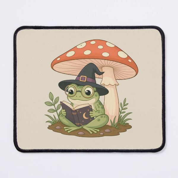 Item preview, Retro Reading Frog Book Club | Cottagecore Mushroom & Witch Hat Sticker designed and sold by AOCollections.