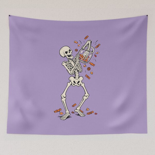 Item preview, Skeleton Eating Halloween Candy Spooky Design designed and sold by Krasnovaovaova.