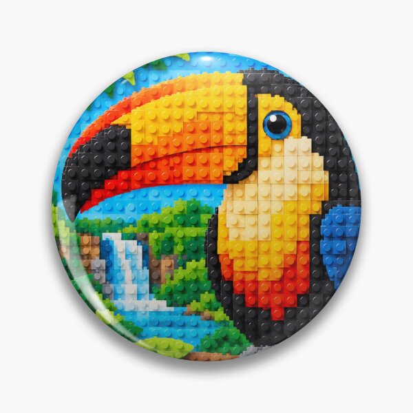 Item preview, Colorful Toucan in the Tropical Jungle – Building Block Mosaic Art designed and sold by WildWhimsy Art.