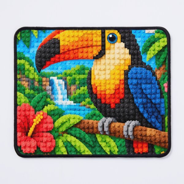 Item preview, Colorful Toucan in the Tropical Jungle – Building Block Mosaic Art designed and sold by WildWhimsy Art.