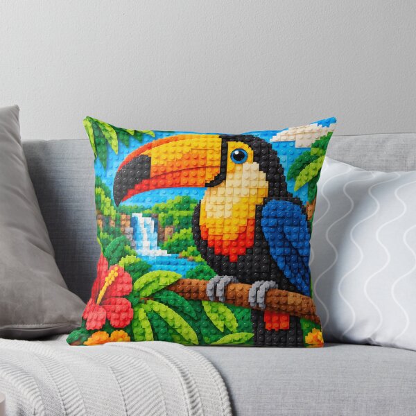 Item preview, Colorful Toucan in the Tropical Jungle – Building Block Mosaic Art designed and sold by WildWhimsy Art.