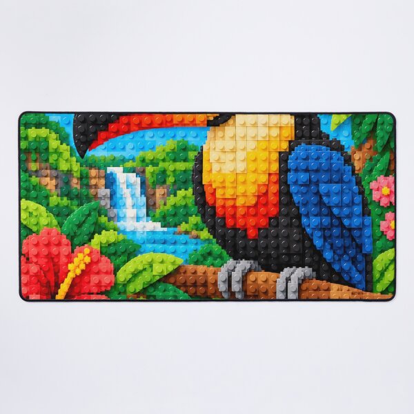 Item preview, Colorful Toucan in the Tropical Jungle – Building Block Mosaic Art designed and sold by WildWhimsy Art.