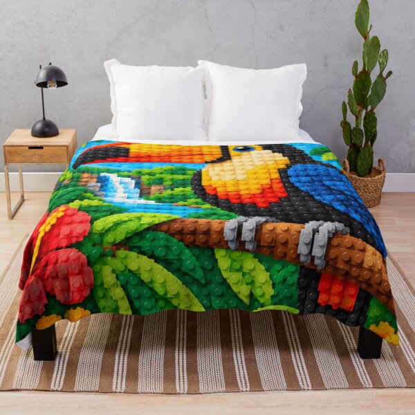 Item preview, Colorful Toucan in the Tropical Jungle – Building Block Mosaic Art designed and sold by WildWhimsy Art.
