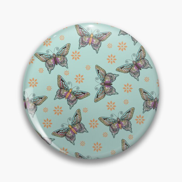 Item preview, Boho Butterfly Repeat Pattern in Pastel blue green and Orange designed and sold by altastudio.