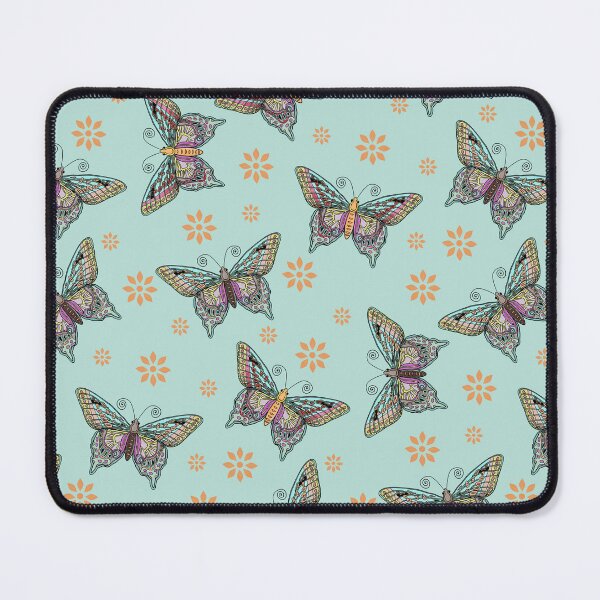 Item preview, Boho Butterfly Repeat Pattern in Pastel blue green and Orange designed and sold by altastudio.