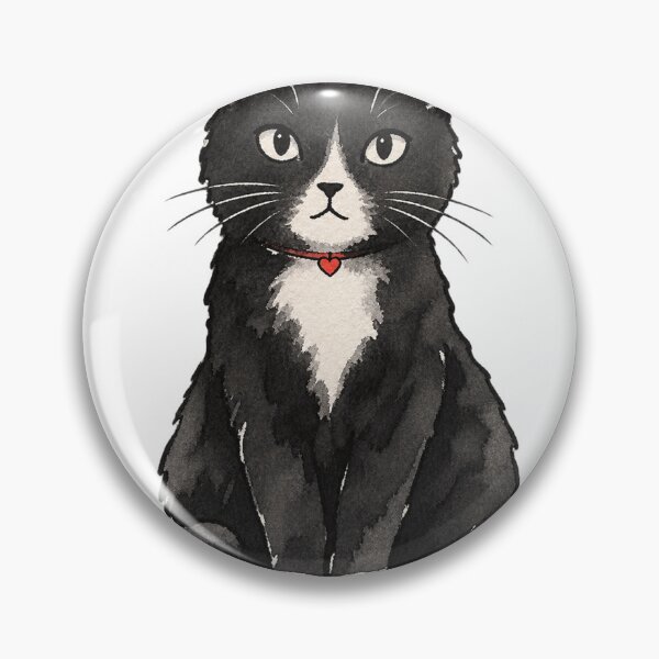 Item preview, Tuxedo Cat Sitting Upright Ink Watercolor Art designed and sold by Jessie's Palette.