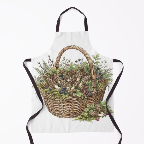 Item preview, Vintage Morel Mushroom Basket Cottagecore Botanical Art designed and sold by Rahat3344.