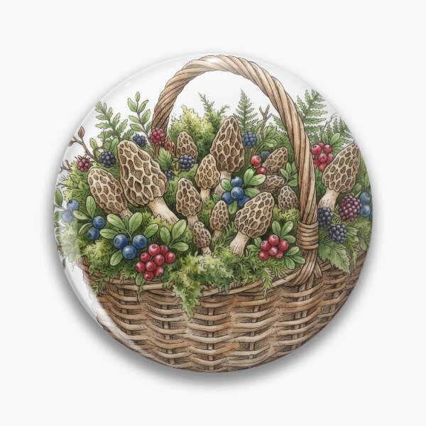 Item preview, Morel Mushrooms and Wild Berries Basket Cottagecore designed and sold by Rahat3344.