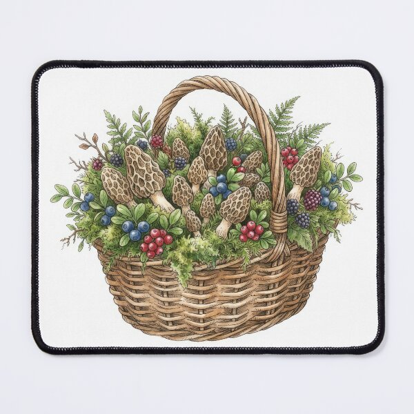 Item preview, Morel Mushrooms and Wild Berries Basket Cottagecore designed and sold by Rahat3344.