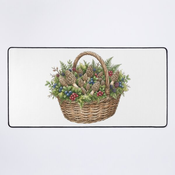 Item preview, Morel Mushrooms and Wild Berries Basket Cottagecore designed and sold by Rahat3344.