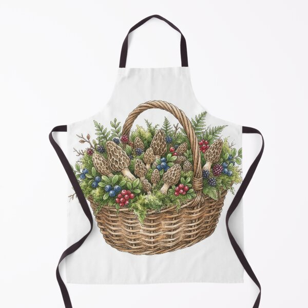 Item preview, Morel Mushrooms and Wild Berries Basket Cottagecore designed and sold by Rahat3344.