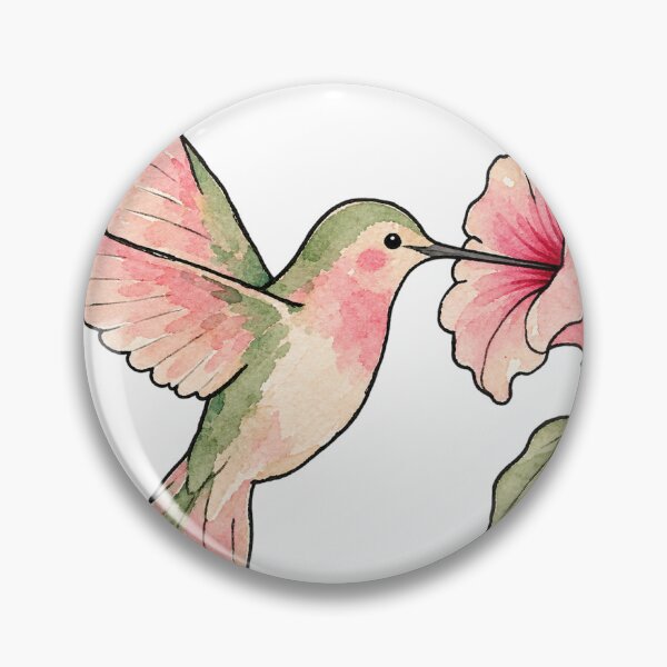 Item preview, Hummingbird and Pink Flower Watercolor Painting designed and sold by Jessie's Palette.