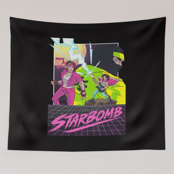 Item preview, STARBOMB 80s Retro Neon Grid Synthwave designed and sold by Lagoart.
