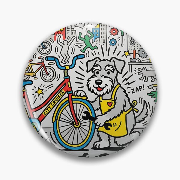 Item preview, Miniature Schnauzer Bicycle Mechanic designed and sold by PictoVibe.
