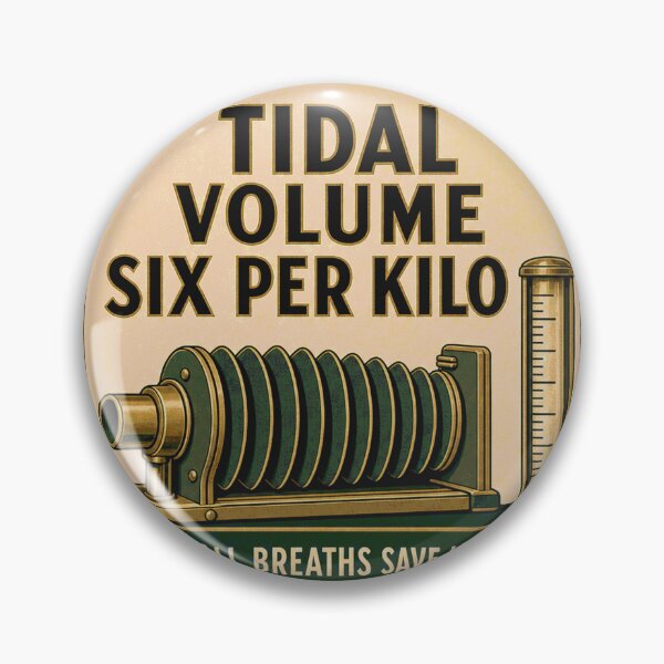 Item preview, Tidal volume six per kilogram. Lung-protective ventilation badge. designed and sold by BoosterShop.