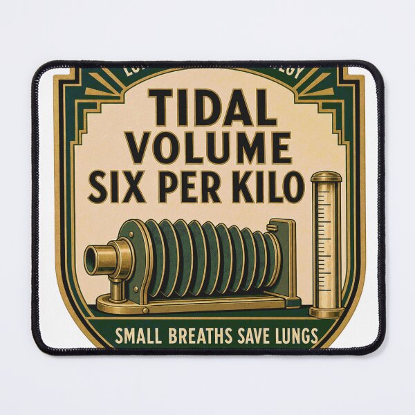 Item preview, Tidal volume six per kilogram. Lung-protective ventilation badge. designed and sold by BoosterShop.