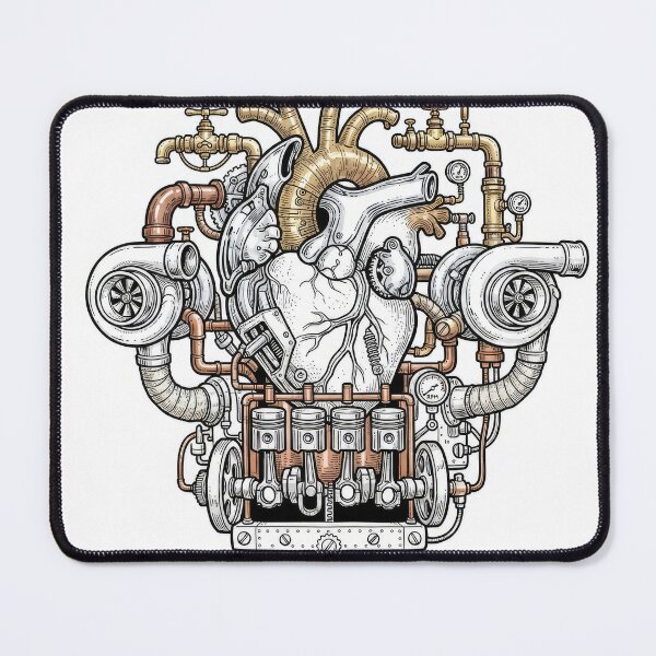 Item preview, Steampunk Mechanical Turbo Heart Engine Illustration designed and sold by Rahat3344.