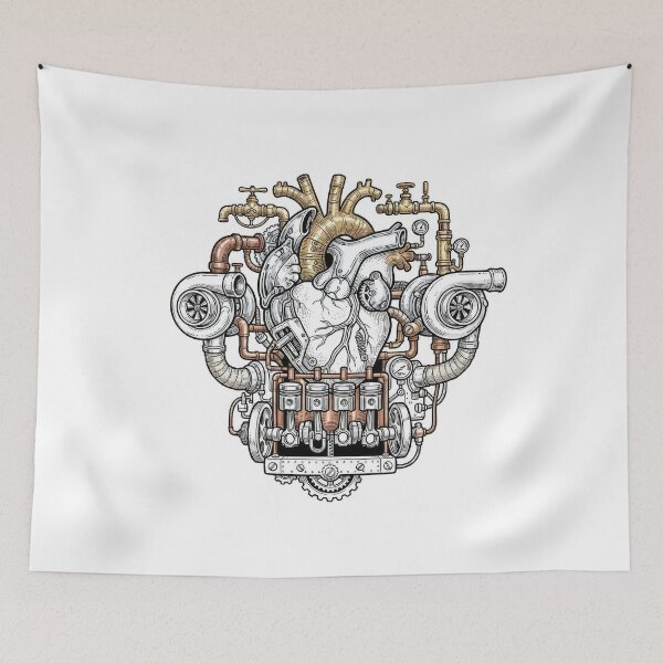 Item preview, Steampunk Mechanical Turbo Heart Engine Illustration designed and sold by Rahat3344.