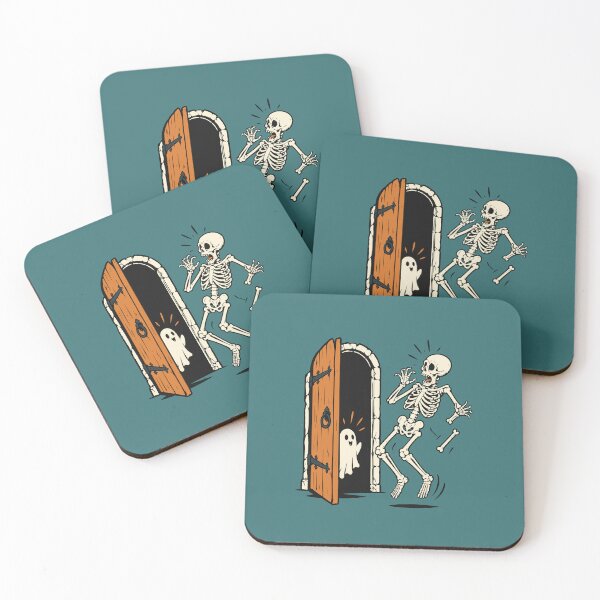 Item preview, Skeleton Opening Haunted Door with Ghost Halloween Design designed and sold by Krasnovaovaova.