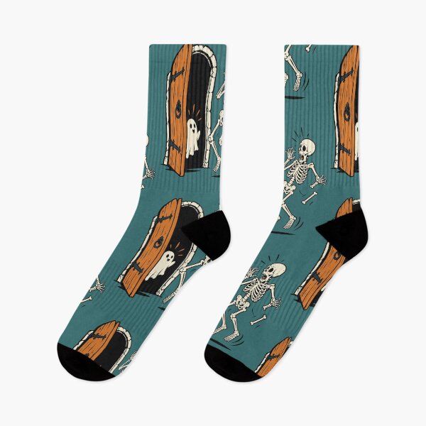 Item preview, Skeleton Opening Haunted Door with Ghost Halloween Design designed and sold by Krasnovaovaova.