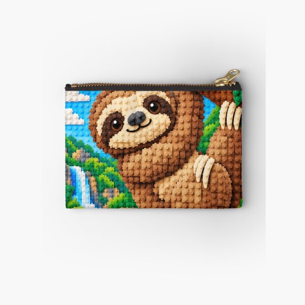 Item preview, Cute Sloth Hanging from a Tree – Colorful Building Block Mosaic Art designed and sold by WildWhimsy Art.