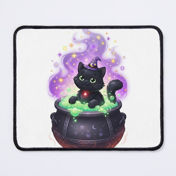 Item preview, Cute Black Cat Witch in Cauldron Potion Art designed and sold by Rahat3344.
