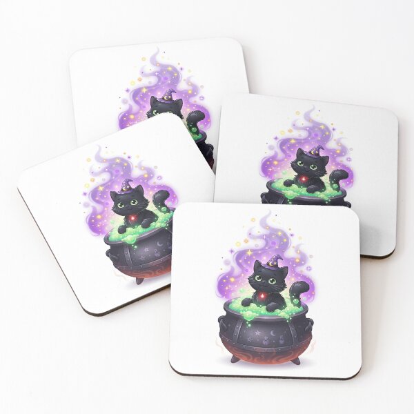Item preview, Cute Black Cat Witch in Cauldron Potion Art designed and sold by Rahat3344.