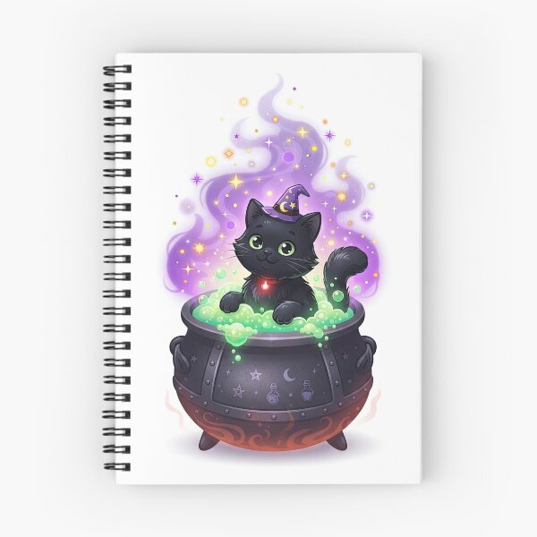 Item preview, Cute Black Cat Witch in Cauldron Potion Art designed and sold by Rahat3344.