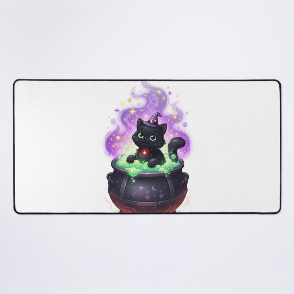 Item preview, Cute Black Cat Witch in Cauldron Potion Art designed and sold by Rahat3344.