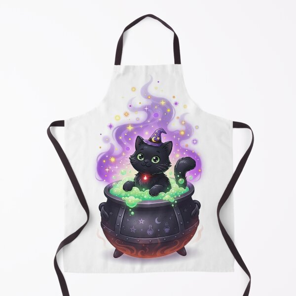 Item preview, Cute Black Cat Witch in Cauldron Potion Art designed and sold by Rahat3344.