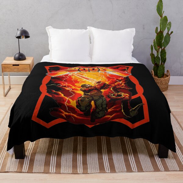 Item preview, DOOM Slayer Fighting Demons - Heavy Metal Game Art designed and sold by BruceJo2744454.