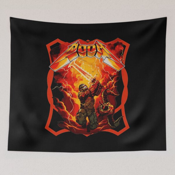 Item preview, DOOM Slayer Fighting Demons - Heavy Metal Game Art designed and sold by BruceJo2744454.