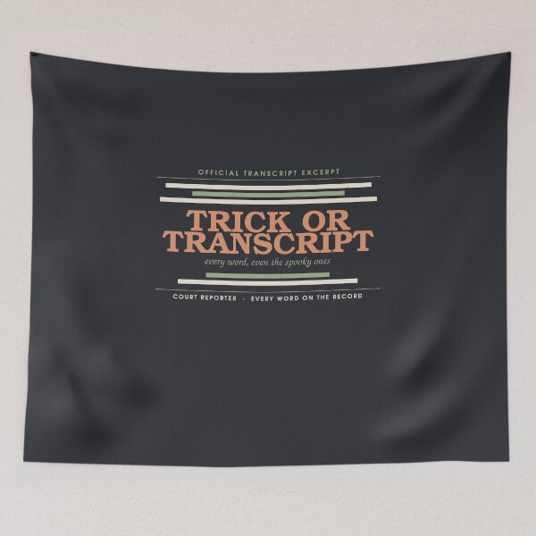 Item preview, Trick or Transcript — Court Reporter Halloween Badge designed and sold by SlowMadeShelf.
