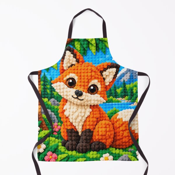 Item preview, Cute Orange Fox in Nature – Colorful Building Block Mosaic Art designed and sold by WildWhimsy Art.