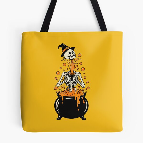 Item preview, Witch Skeleton Rising from Orange Cauldron Halloween Design designed and sold by Krasnovaovaova.