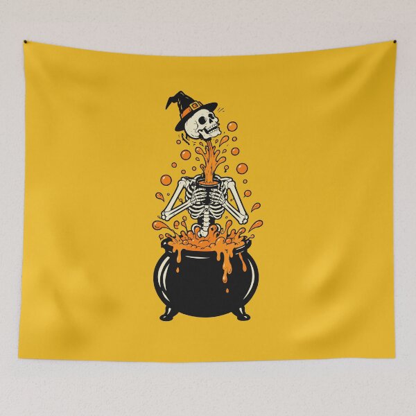 Item preview, Witch Skeleton Rising from Orange Cauldron Halloween Design designed and sold by Krasnovaovaova.