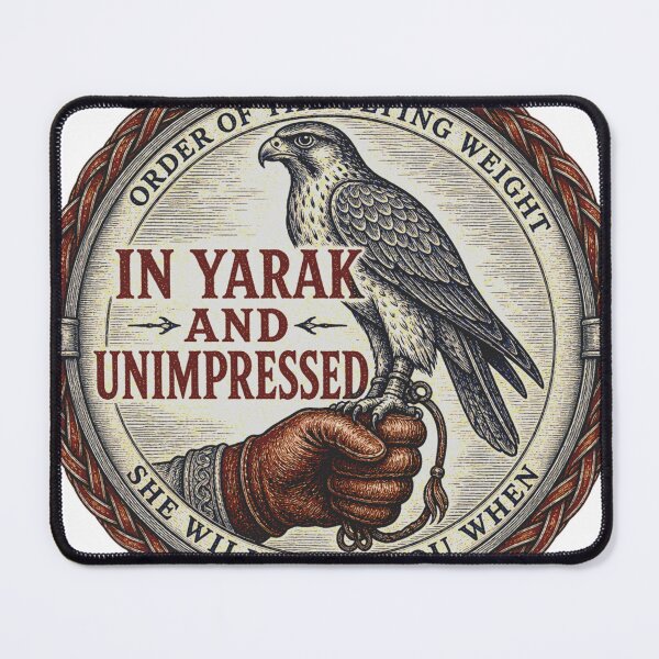 Item preview, In Yarak and Unimpressed Falconry Woodcut Seal Hawk designed and sold by BoosterShop.