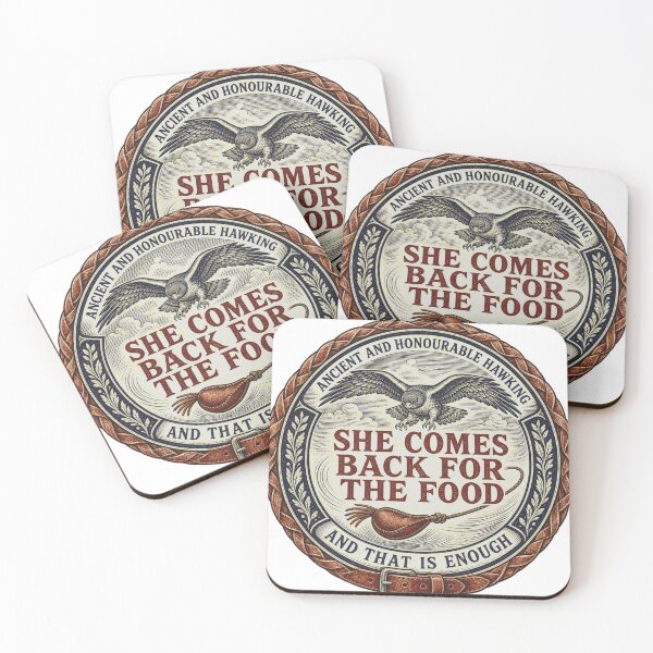 Item preview, She Comes Back For The Food Falconry Feather Game Woodcut designed and sold by BoosterShop.