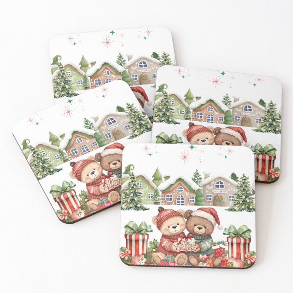 Item preview, Watercolor Christmas Bears Village  designed and sold by VibranPalette.