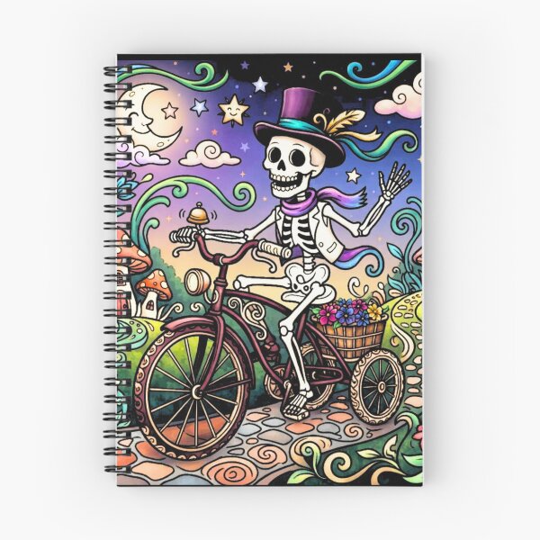 Item preview, Hey, Mr. Skelly Man - Whimsical Halloween Skeleton on a Bicycle designed and sold by ScenicRoute66.